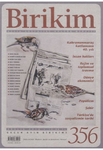 Birikim Aylık Sosyalist ve Kültür Dergisi Sayı 356 - Aralık 2018