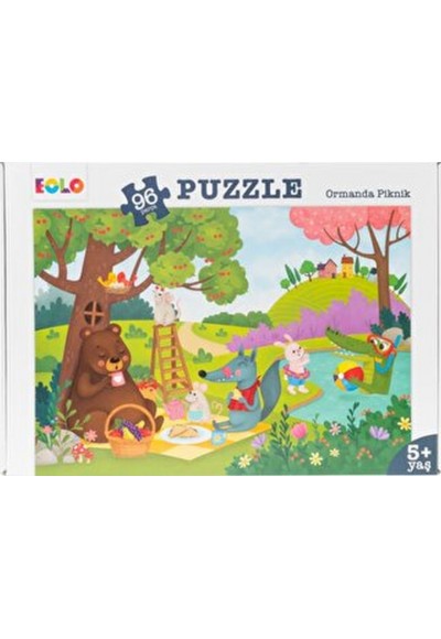 Yer Puzzle-96 Parça Puzzle - Ormanda Piknik