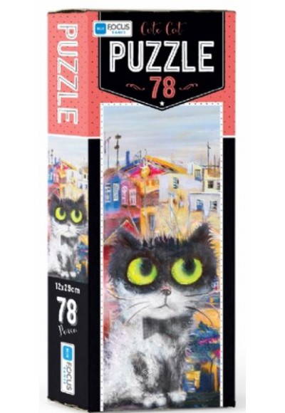 Blue Focus Cute Cat - Puzzle 78 Parça