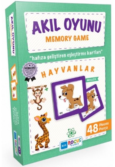 Blue Focus Memory Game Hayvanlar - Akıl Oyunu 48 Parça