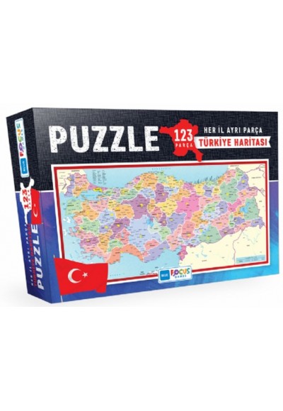 Blue Focus Türkiye Haritası Kutulu - Puzzle 123 Parça