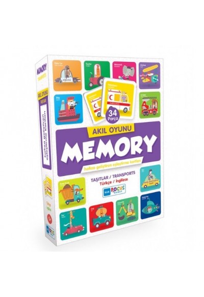 Blue Focus Akıl Oyunu - Memory - Taşıtlar (Eşleştirme Kartı 34 Parça)