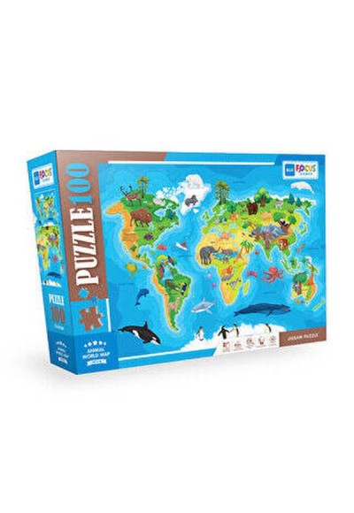 Blue Focus Anımal World Map( Hayvan Dünya Haritası) - 100 Parça