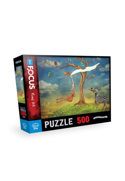Blue Focus Zebra Loving Giraffes (Zebranın Aşkı Zürafa) - Puzzle 500 Parça
