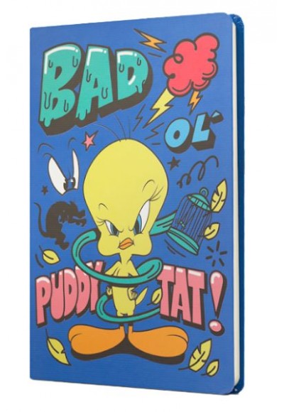 Tweety Sert Kapak Butik Defter Bad Puddy Tat Mavi