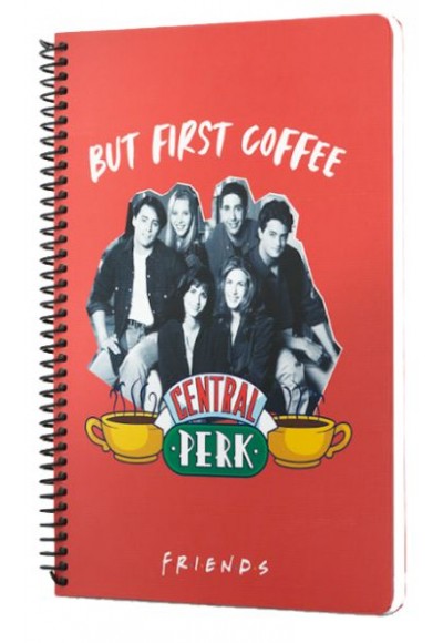 Friends Central Perk But First Coffee Spiralli Defter Kırmızı