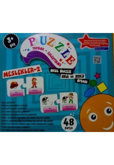 Puzzle Yapboz-Eşleştirme - Meslekler 2 - Okul Öncesi Akıl ve Zeka Oyunu 48 Parça