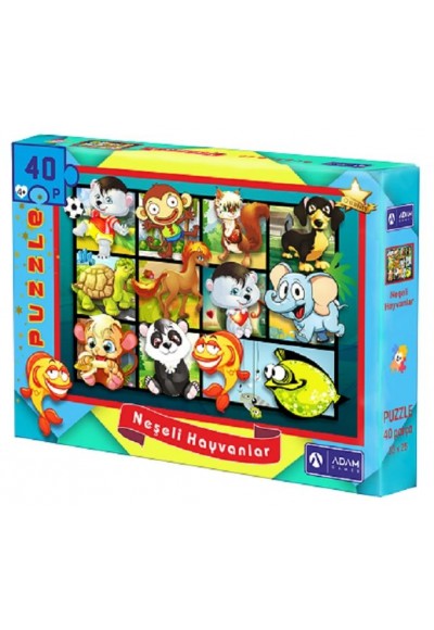 Neşeli Hayvanlar 40 Parça Puzzle (33x25)