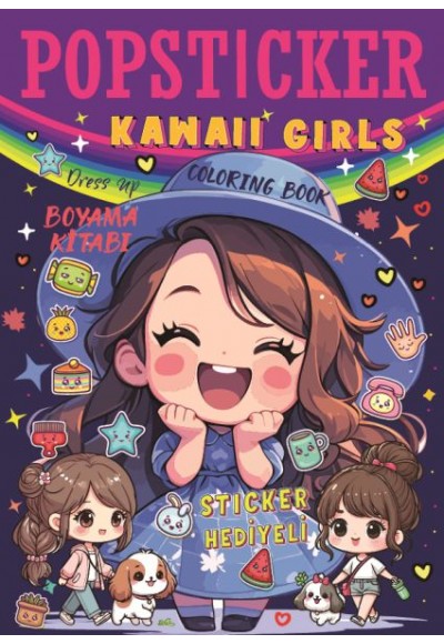 Kawaii Girls Boyama Kitabı Popsticker