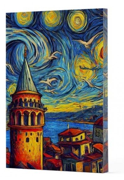 Van Gogh 5 - Galata Çizgili Yan Boyamalı Defter