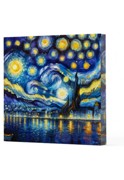 Van Gogh 7 Yıldızlı Gece - Çizgisiz Yan Boyamalı Defter