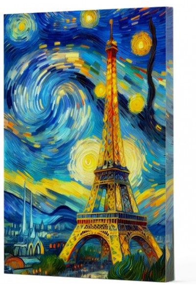 Van Gogh 9 - Eyfel Kulesi Çizgili Yan Boyamalı Defter
