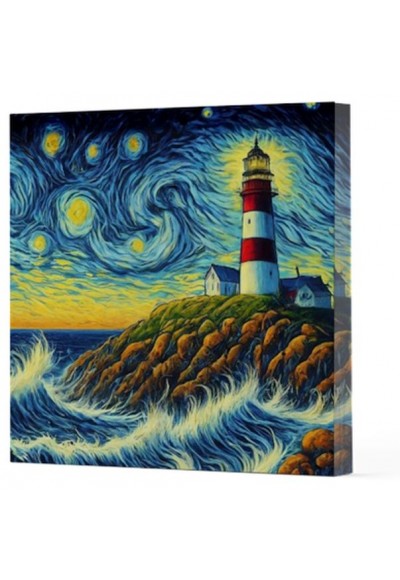 Van Gogh 8 Deniz Feneri - Çizgisiz Yan Boyamalı Defter