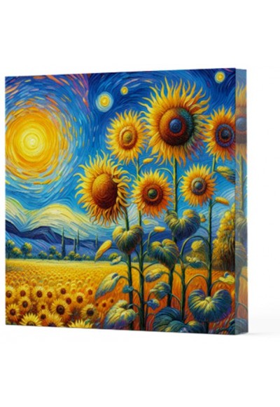 Van Gogh 4 Ayçiçekleri - Çizgisiz Yan Boyamalı Defter