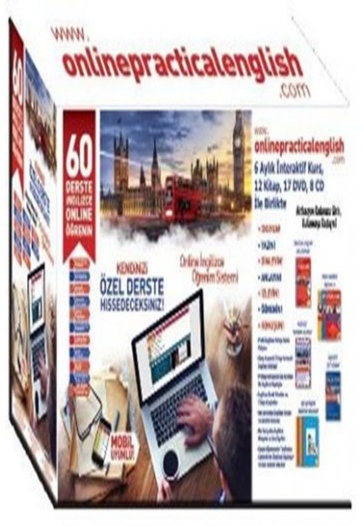 60 Derste Online İngilizce Öğrenim Seti 6 Aylık İnteraktif Kurs İle Birlikte (12 Kitap-17 Dvd-8 Cd)