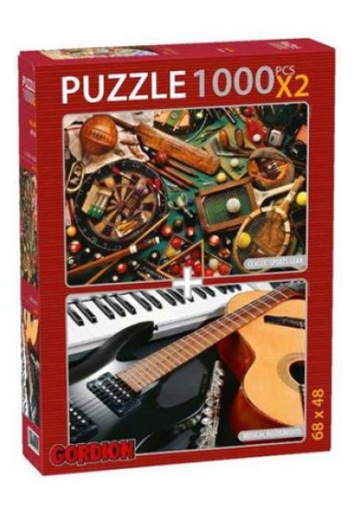 Classic Sports Gear + Musical Instruments / 2x1000 Parça Puzzle (40143)