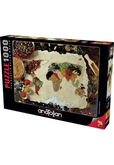 Anatolian Baharatlı Dünya Haritası 1000 Parça Puzzle (1045)