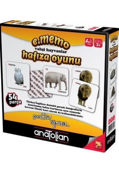 E. Memo Vahşi Hayvanlar Hafıza Oyunu 54 Parça 3 Yaş
