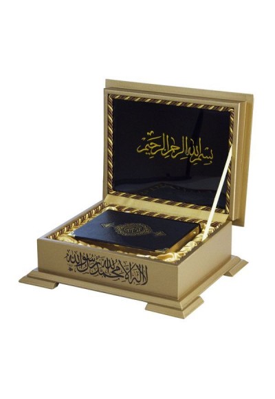 Ahşap Kutulu Kur'An(Çanta Boy Sarı Renk) (0263)