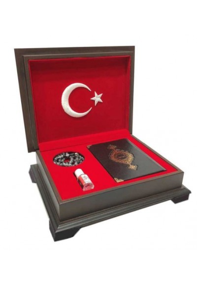 Ahşap Kutulu Kur'An(Çanta Boy Ay-Yıldız) (0353)