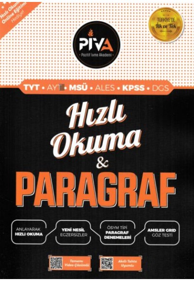 Piva Hızlı Okuma ve Paragraf TYT-AYT-MSÜ-ALES-KPSS-DGS (Yeni)
