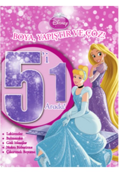 Disney Prensesler 5'i 1 Arada Boya Yapıştır Çöz