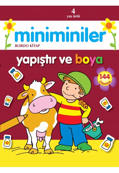 Miniminiler Yapıştır ve Boya (Bordo Kitap)