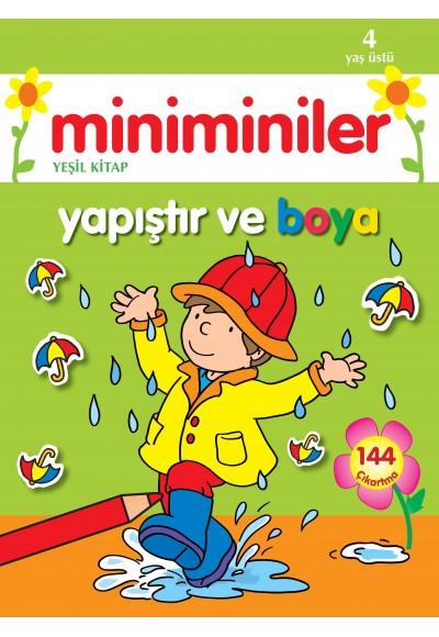 Miniminiler Yapıştır ve Boya (Yeşil Kitap)