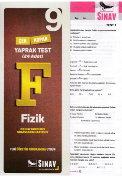 Sınav 9. Sınıf Fizik Çek Kopar Yaprak Test (Yeni)