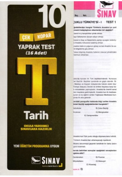 Sınav 10. Sınıf Tarih Çek Kopar Yaprak Test (Yeni)