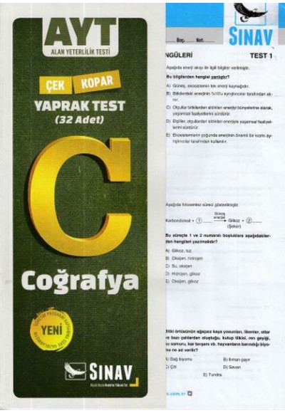 Sınav AYT Coğrafya Yaprak Test (Yeni)