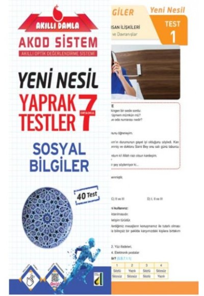 Akıllı Damla Sosyal Bilgiler Yeni Nesil Yaprak Testler-7. Sınıf