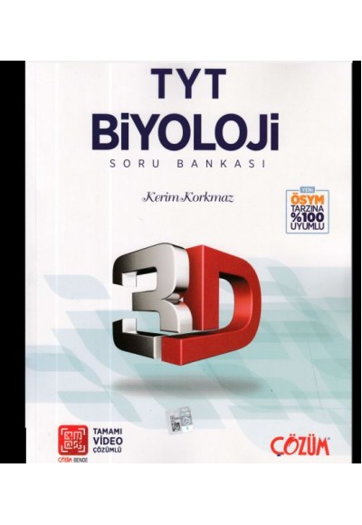 3D TYT Biyoloji Tamamı Video Çözümlü Soru Bankası (Yeni)