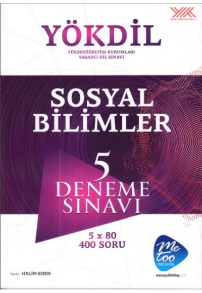 MeToo Publishing YÖKDİL Sosyal Bilimler 5 Deneme Sınavı (Yeni)