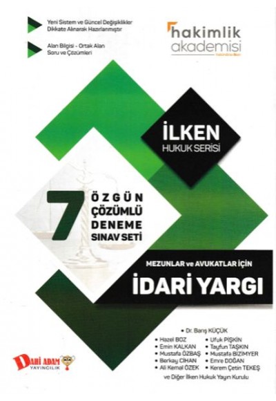 Dahi Adam Hakimlik Akademisi İdari Yargı 7 li Çözümlü Deneme Sınavı Seti (Yeni)