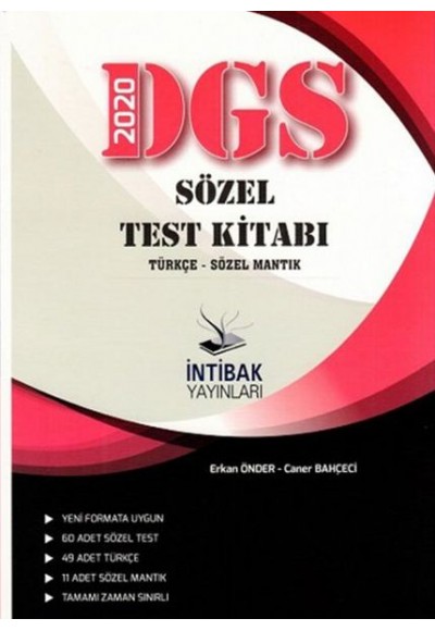 İnitbak 2020 DGS Sözel Test Kitabı Türkçe-Sözel Mantık (Yeni)