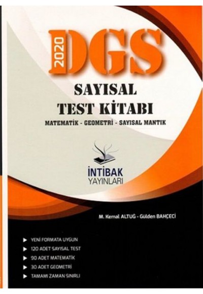 İntibak 2020 DGS Sayısal Test Kitabı Matematik-Geometri Sayısal Mantık (Yeni)