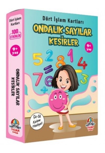 Ondalık Sayılar Kesirler - Dört İşlem Kartları 9+ Yaş - Cep Boy