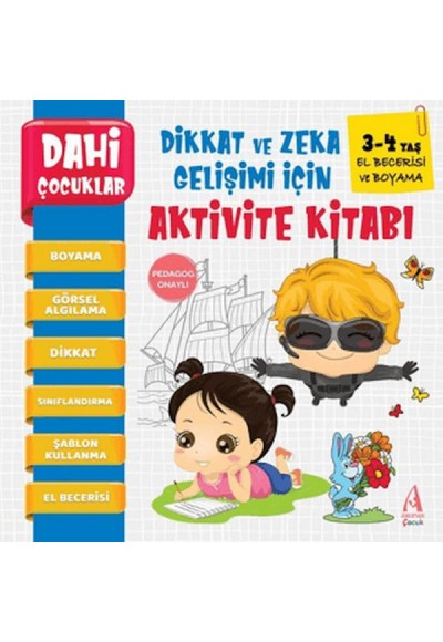 Dahi Çocuklar El Berecerisi Ve Boyama  Dikkat ve Zeka Gelişimi İçin Aktivite Kitabı (3-4 Yaş)