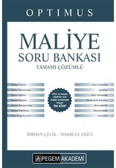 Pegem Optimus 2018 KPSS A Grubu  Maliye Tamamı Çözümlü Soru Bankası (Ciltli)