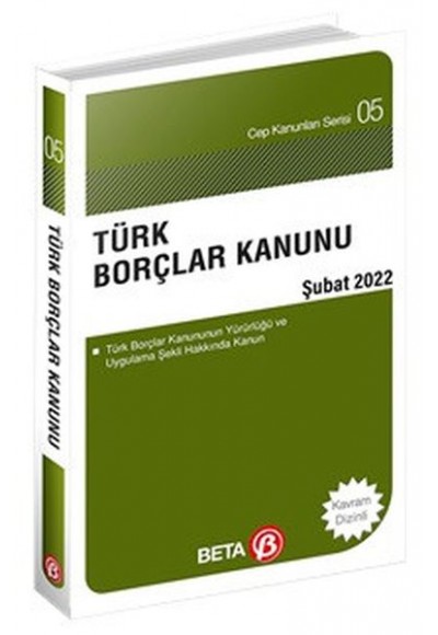 Cep Kanunları Serisi 05 - Türk Borçlar Kanunu (Cep Boy)