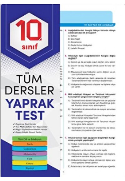 Element 10. Sınıf Tüm Dersler Yaprak Test