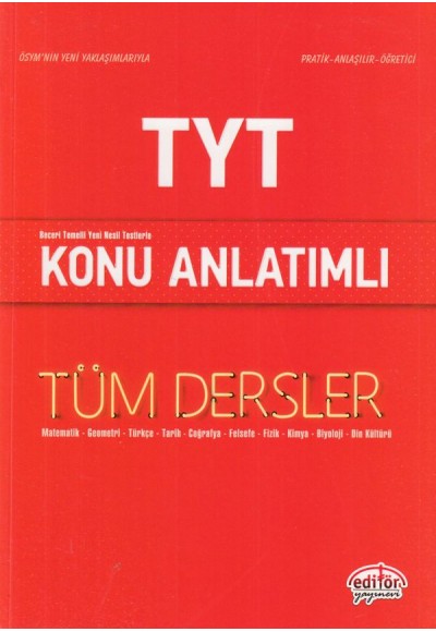 Editör TYT Tüm Dersler Konu Anlatımlı Kırmızı Kitap (Yeni)