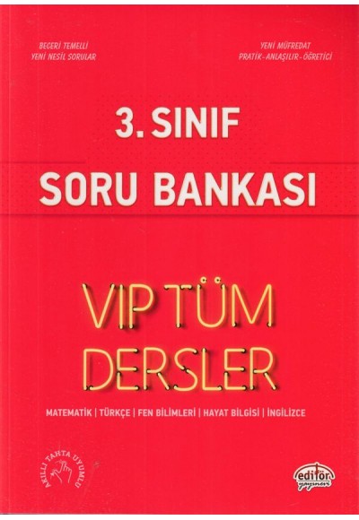 Editör 3. Sınıf VIP Tüm Dersler Soru Bankası Kırmızı Kitap (Yeni)