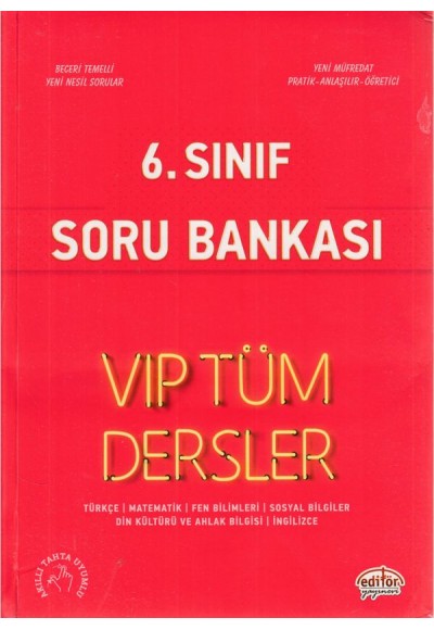 Editör 6. Sınıf VIP Tüm Dersler Soru Bankası Kırmızı Kitap (Yeni)