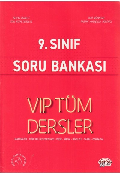 Editör 9. Sınıf VIP Tüm Dersler Soru Bankası Kırmızı Kitap (Yeni)