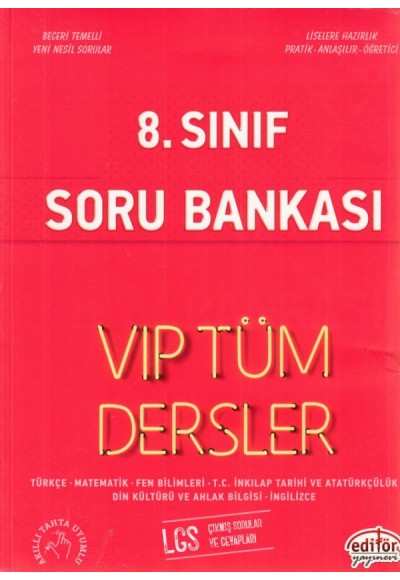Editör 8. Sınıf VIP Tüm Dersler Soru Bankası Kırmızı Kitap (Yeni)
