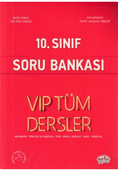 Editör 10. Sınıf VIP Tüm Dersler Soru Bankası Kırmızı Kitap (Yeni)