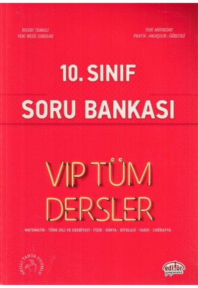 Editör 10. Sınıf VIP Tüm Dersler Soru Bankası Kırmızı Kitap (Yeni)