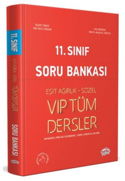 Editör 11. Sınıf VIP Tüm Dersler (Eşit Ağırlık-Sözel) Soru Bankası Kırmızı Kitap